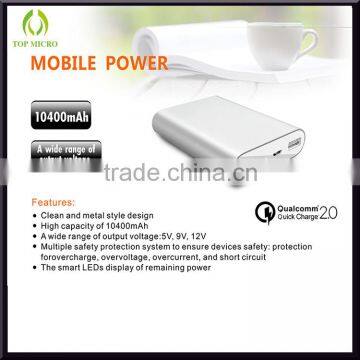 2016 Fashion Portable 10400mAh Capacity QC2.0 Mobile Power Bank For Android Samsung                        
                                                Quality Choice