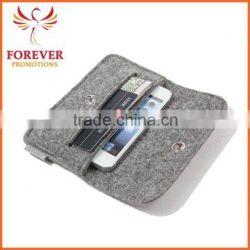 Grey Custom Felt Phone Case Wallet Card Holder