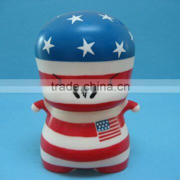 Plastic trans doll with United States Flag