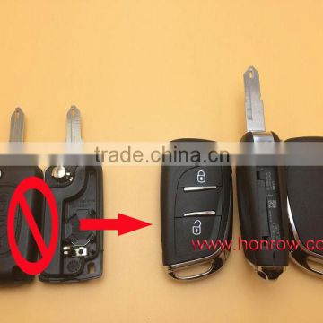 New arrival 2 button citroen modified flip remote key blank with NE73 206 Blade with battery place for new citroen car key