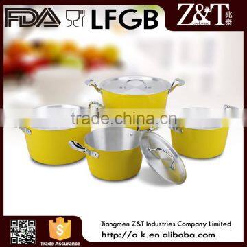 New product yellow 8pcs aluminum colorful pot sets