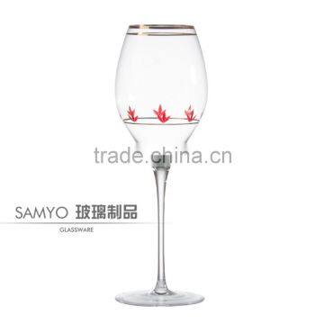 SAMYO Mouth Blown 2016 New Design Home Usage Red Wine Glass With Two Color Decoration