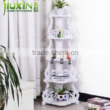 the corner MDF carve five tier flower ,plant display shelf