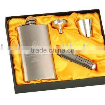 stainless steel hip flask set