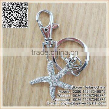 Promotional Silver Metal Key Ring Crystal Star Shape Keychain