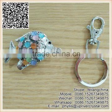 Hot Selling Pretty Key Ring Stock Colors Crystal Fish Key Chain