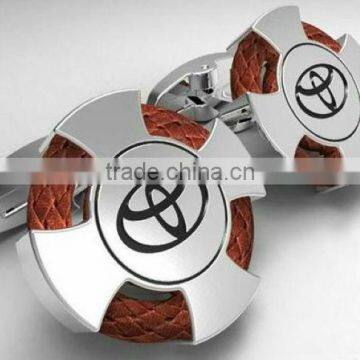 fashion jewelry design car logo cufflink with leather