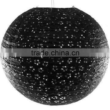 Black Round Eyelet Paper Lantern for holiday decoration