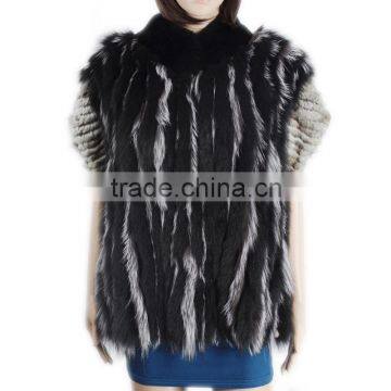Real rabbit fur vest fox fur striped vest KZ150077