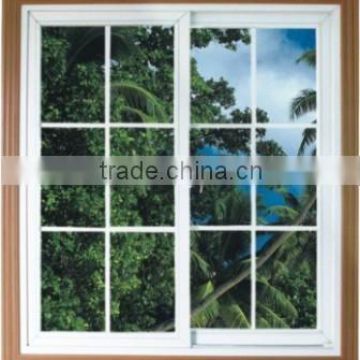 60mm white color U-pvc sliding window double glass with grille