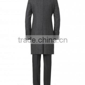 2015 New Style 100% Cashmere Classic Grey Herringbone Custom Mens Business Coat photo-3