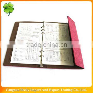 High quality pink leather notebook diary with embossing logo and magnetic closure