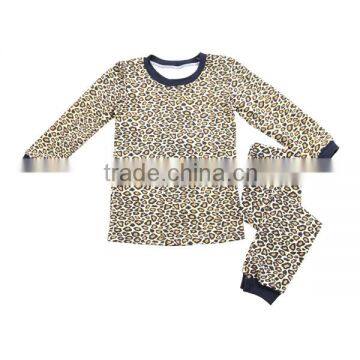 Wholesale children's boutique clothing kid pajamas cotton leopard print pajamas winter children pajamas