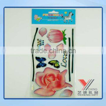 Nice rose flower resin decor sticker for home, epoxy wall sticker