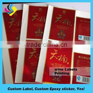 Self Adhesive Printing Cocoa Lemon Liquor Red Wine Sticker for Adhesive Juice Bottle Labels