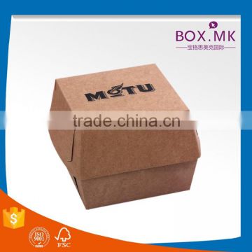 Nice-Looking Top Grade Creative Mordern Design Brown Kraft Paper Foldable Burger Box