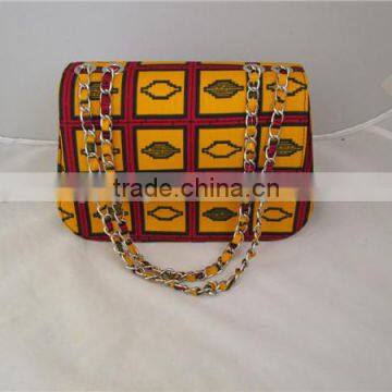African Printed Wax Fabric and Leather Bag photo-3