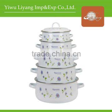 673D 5pcs Enamel Casserole Set With Metal Cover