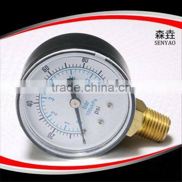 abs plastic case bourdon tube pressure gauge