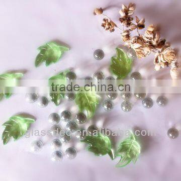 mini glass marbles with leaves mixed