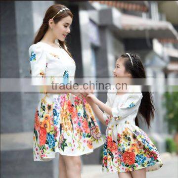 high quality polyester autumn clothes for mother and daughter