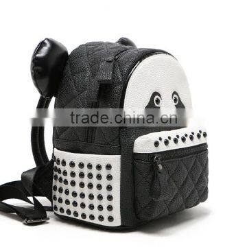 Fashion pu Backpack Handmake Panda Design Day Backpack Bag for Young photo-2