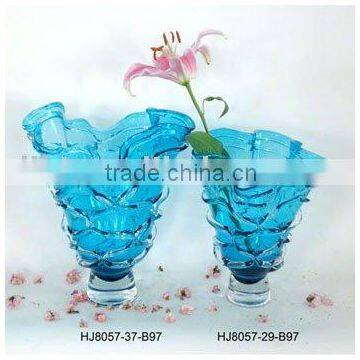 blue glass vase