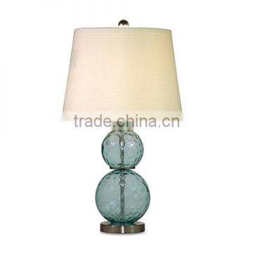 Best selling decorative table lamp modern bedside clear blue glass white shade table lamp