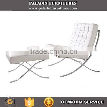 modern white leather knoll barcelona chair reproduction