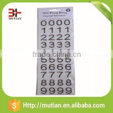 Number crystal rhinestone sticker for promotion