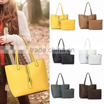 2PCS/Set Women Lady Leather Handbag Shoulder Bag Tote Party Clutch Wallet Purse