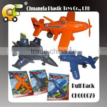 Plastic pull back plane 3 models 3 colors