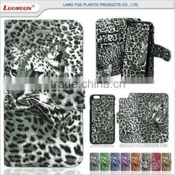 hot selling two card slots leopard separable flip leather case for iphone 7 6 6s