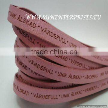 Flat Nappa Leather cords with name -10mm pink