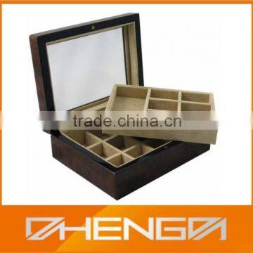 Best Sell Factory Custom Made Leather Cufflink Box With Glass Lid for Gift (ZDS-F268) photo-5