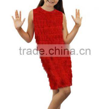 2015 popular Child fancy dress red Fringed Flapper Dress