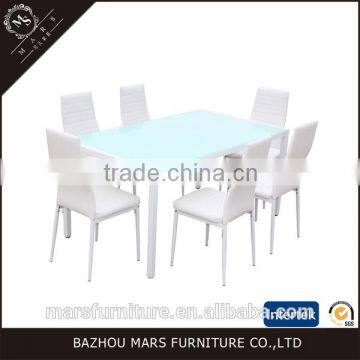 Modern Furniture Glass Kitchen Dining Dinette Top Dining Set 6 Person Dining Table and Chairs Set