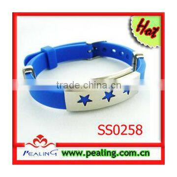 Hot style silicone stainless steel bracelet thick silicon bracelets