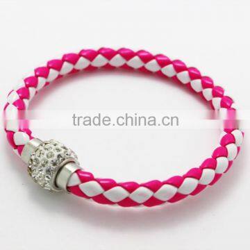 Mixed Colorful Customized Braided Leather Bracelet , Magnetic Buckle Leather Bracelet photo-3