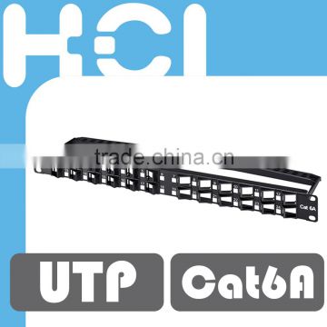 Taiwan Manufacturer Angle 45Degree Ramping Discrete Unshielded Cat6A Patch Panel