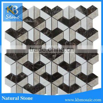 New design 3d emperador cube floor tiles marble mosaic