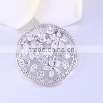 Fashion Pretty round shape Rhinestone Silver Plated Brooches For Women Brooch Pins Jewelry