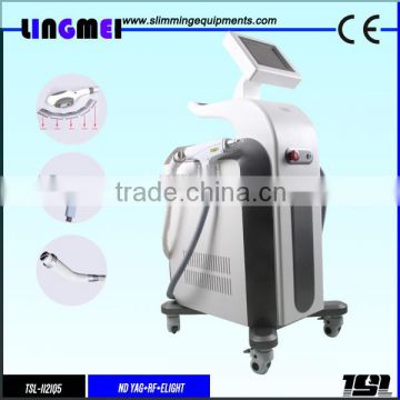 2017 newest 3 in 1 vertical nd yag laser / opt / e light / ipl / rf / laser tattoo removal multifunction beauty machine