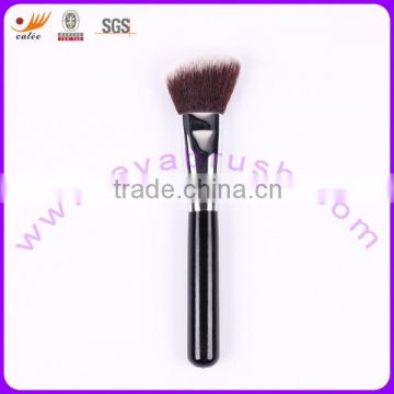 Angled Nylon Hair Shiny Black Wood Handle Individual Blush Brush