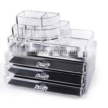 Wholesale Makeup Cosmetics Organizer Acrylic Transparent 3 Drawers Storage Box / Acrylic Makeup Organizer