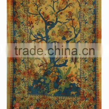 Tree of Life Tapestry Wall Hanging Twin Cotton Bedspread Bohemian Indian Tapestries