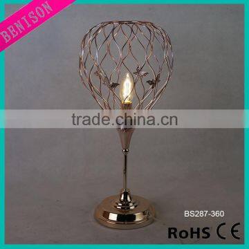 2016 new spring home decorative lighting electroplate iron forging wire w/butterfly cage for Table Lamp modern desk Light item