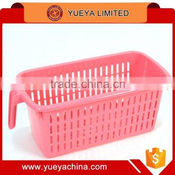 solid color rectangle handheld kitchen bathroom storage basket-red