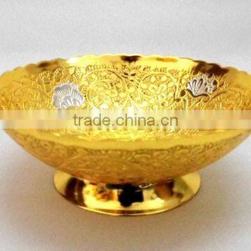 New Design gold and silver plated brass bowl with embossing designs