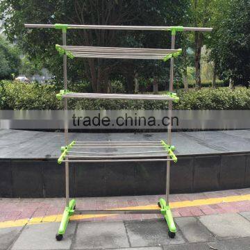 High Quality Foldable Rolling 6-Wheels Clothes Laundry Drying Rack,Stainless Steel Hanging Rods photo-2